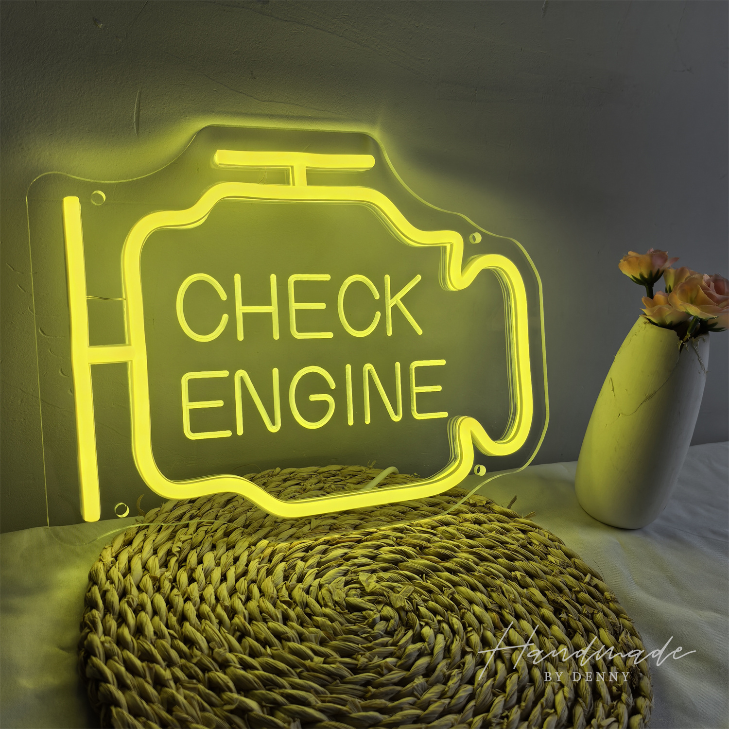 Auto Repair Shop Signs - Check Engine Neon Sign, Led Garage