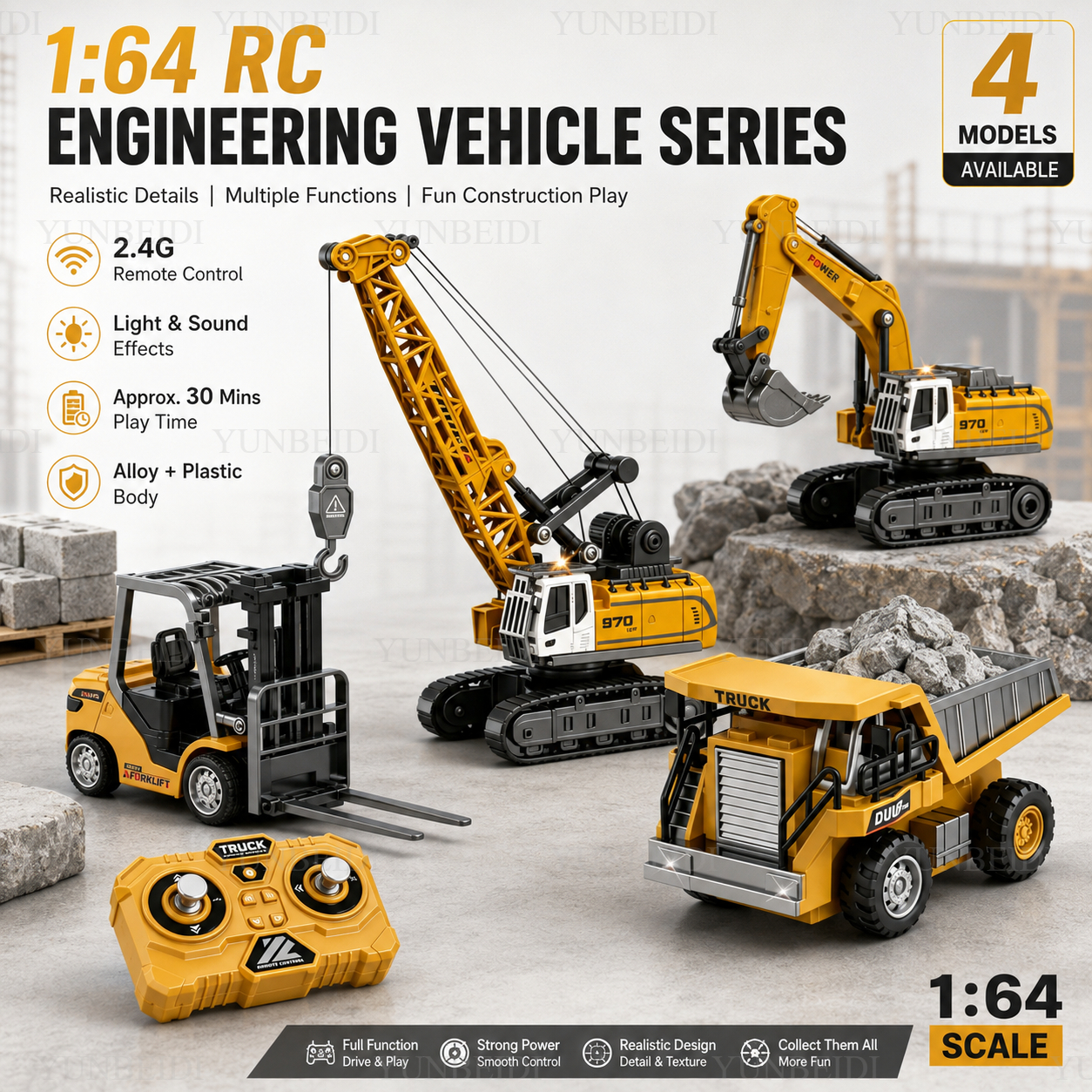 Engine Hoist Crane - 1:64 Remote Control Mini Alloy Car
