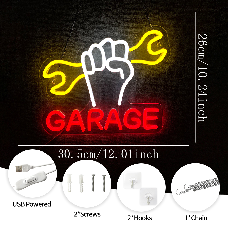 Garage Led Neon Sign, Wrench T - Auto Repair Shop Signs 评论和价格