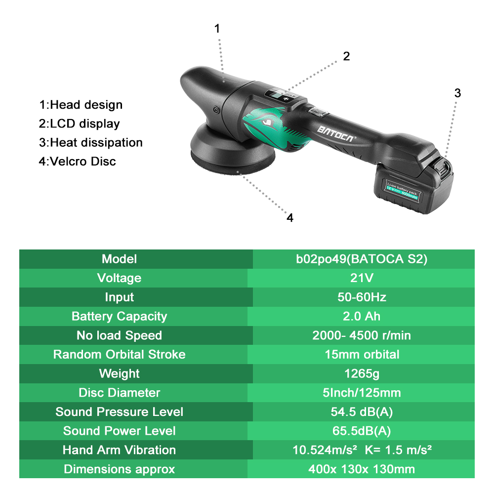 BATOCA S2 21V Cordless Car Pol - Orbital Polisher Da 评论和价格