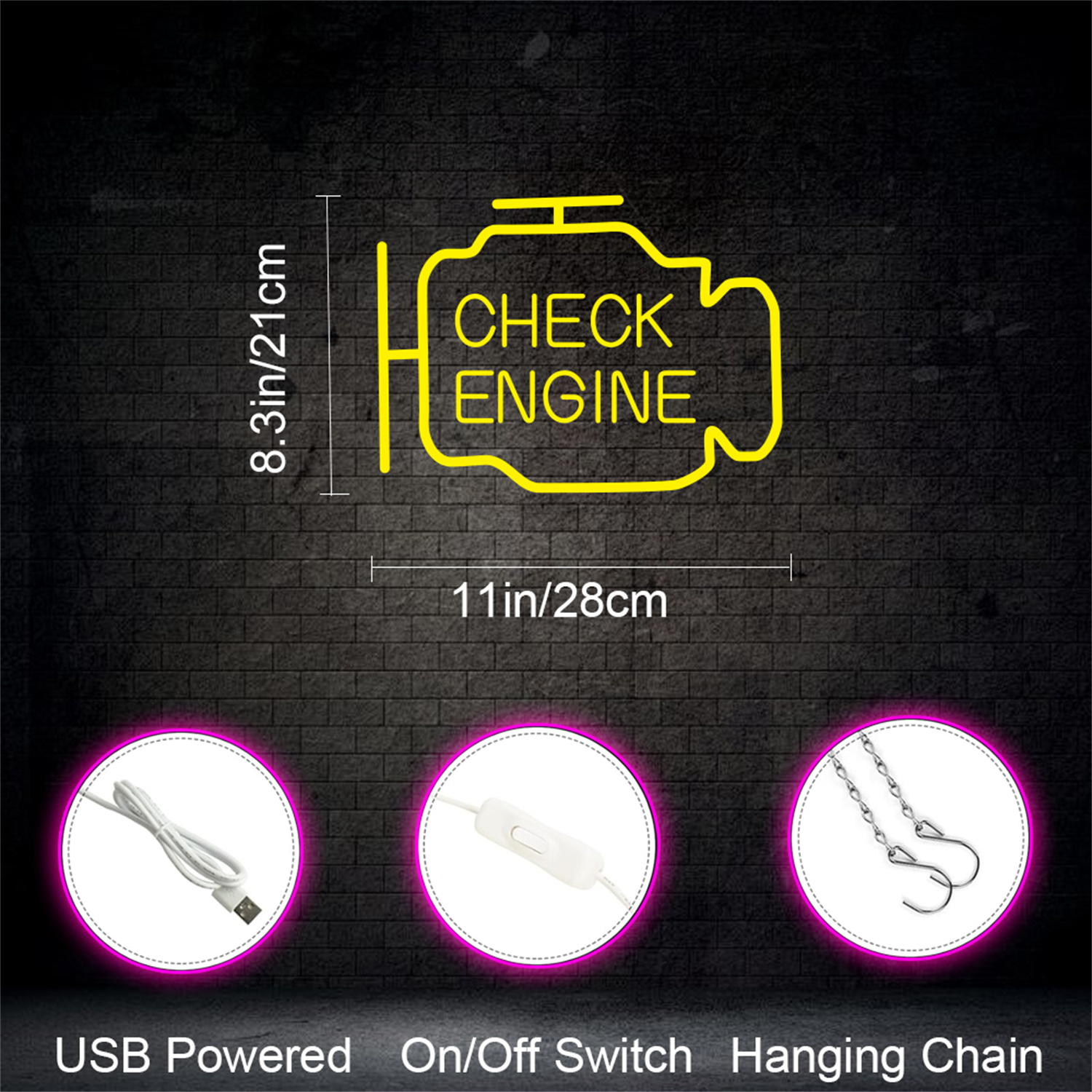 Check Engine Neon Sign, Led Ga - Auto Repair Shop Signs 评论和价格
