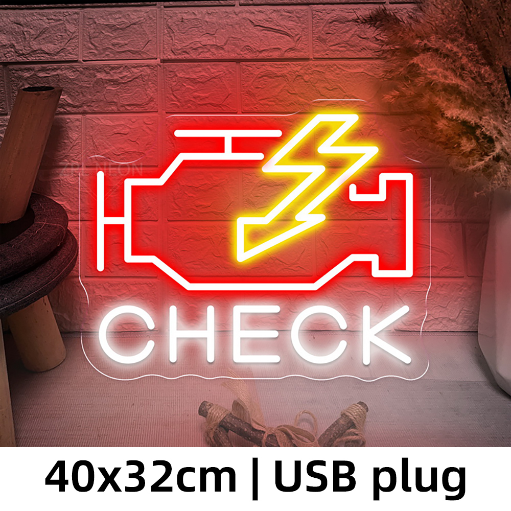Check Engine Neon Sign Led Lig - Auto Repair Shop Signs 评论和价格