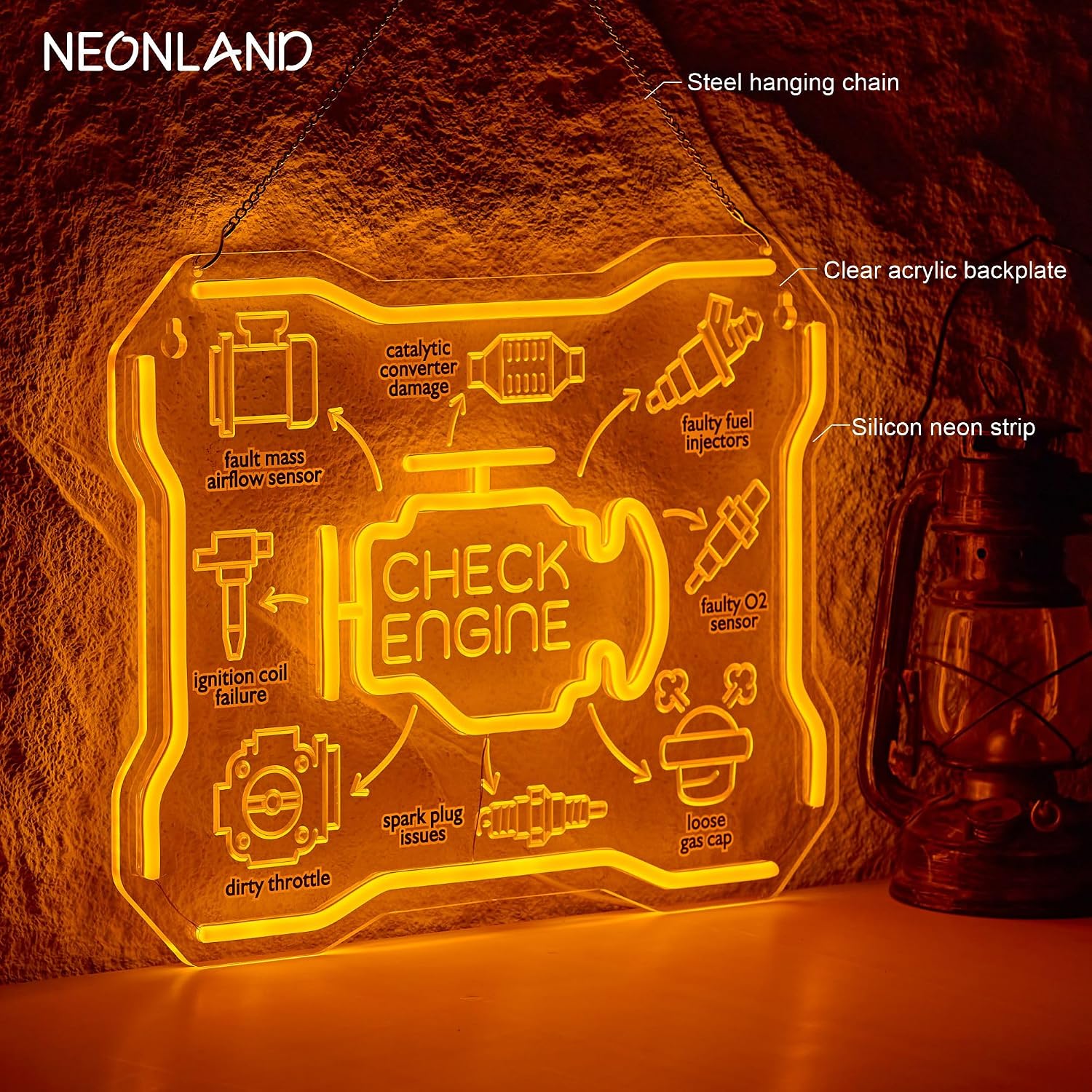 Check Engine Neon Sign USB LED - Auto Repair Shop Signs 评论和价格