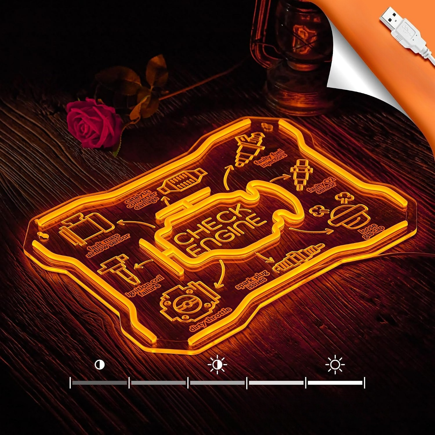 Check Engine Neon Sign USB LED - Auto Repair Shop Signs 评论和价格
