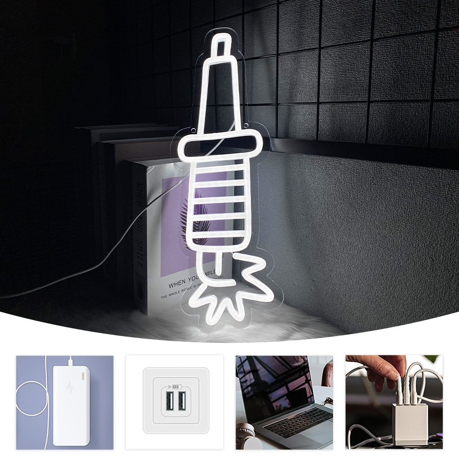 Spark Plug Neon Sign, White Le - Auto Repair Shop Signs 评论和价格