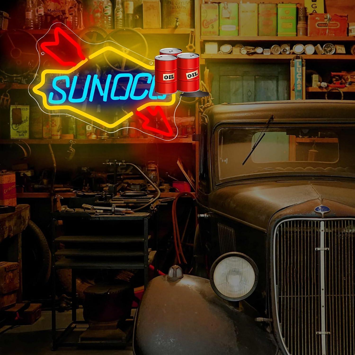 Gas Station Neon Sign Oil USB  - Auto Repair Shop Signs 评论和价格
