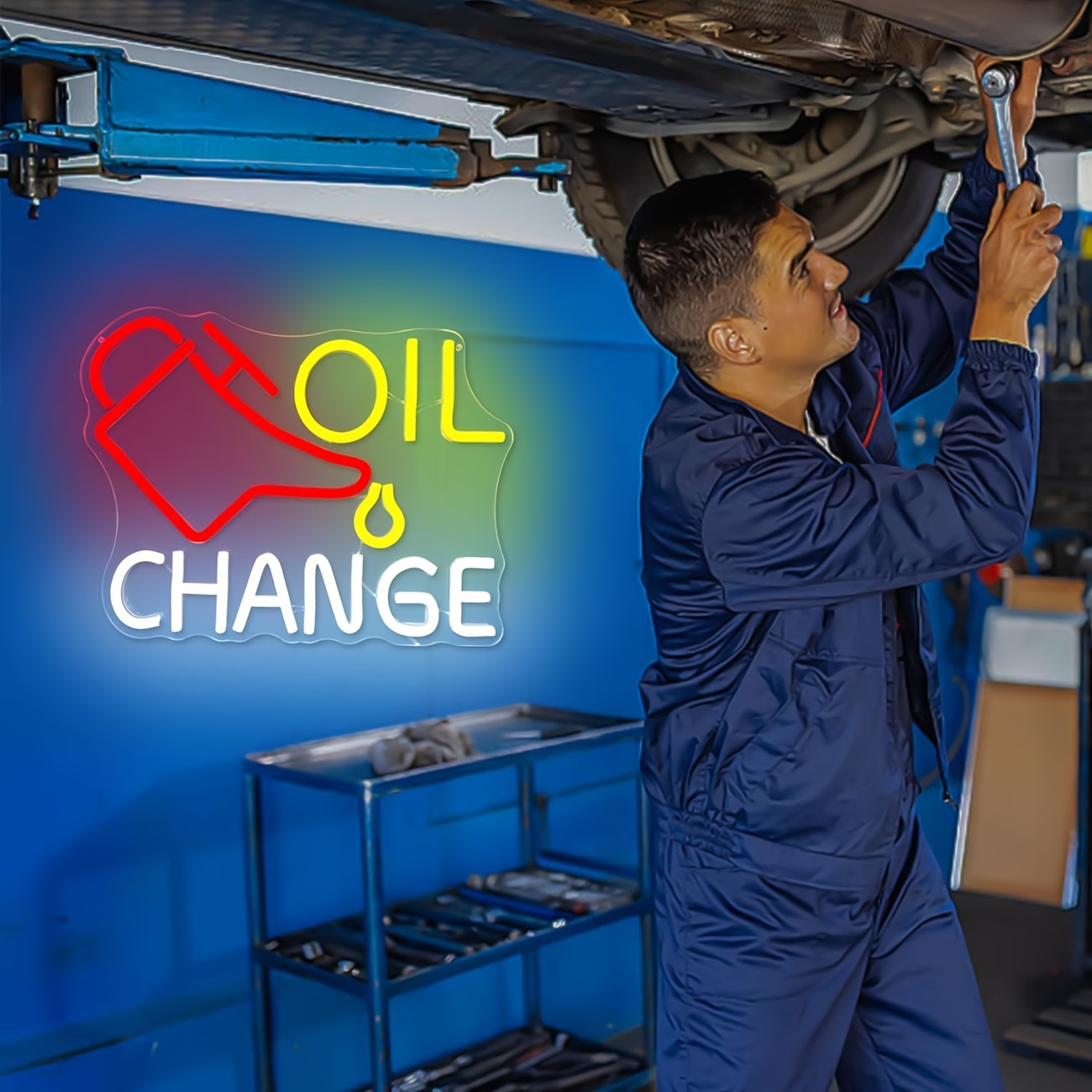 Oil Change Neon Sign Garage Ne - Auto Repair Shop Signs 评论和价格